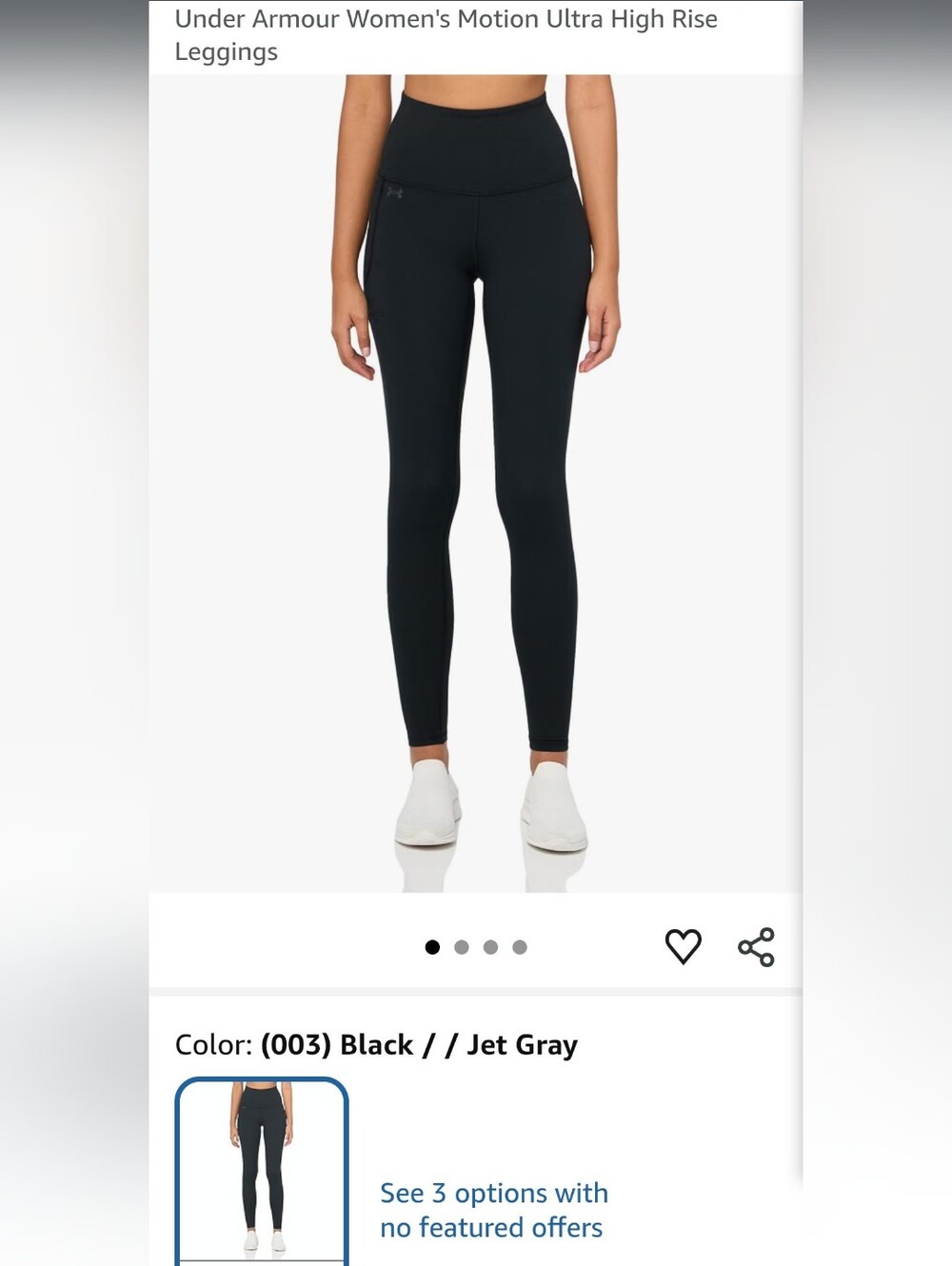 Under Armour Women's Motion Ultra High Rise Leggings Tights Pants Black Medium